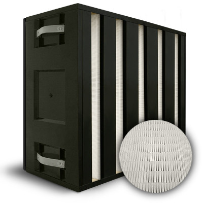 24x24x12 BlackBOX 5 V-Cell HEPA 99.999% Plastic Frame Box Filter Gasket Air Exit Side 